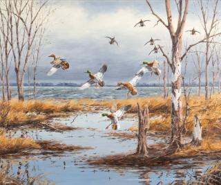 David A Maass b 1929 Mallards Landing c 1960signed Maass