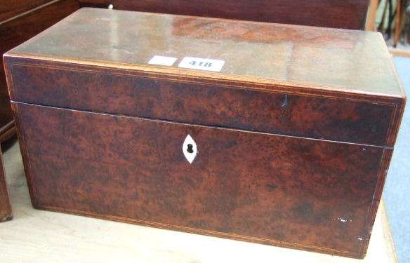 A 19th century burr maple two division tea caddy 31