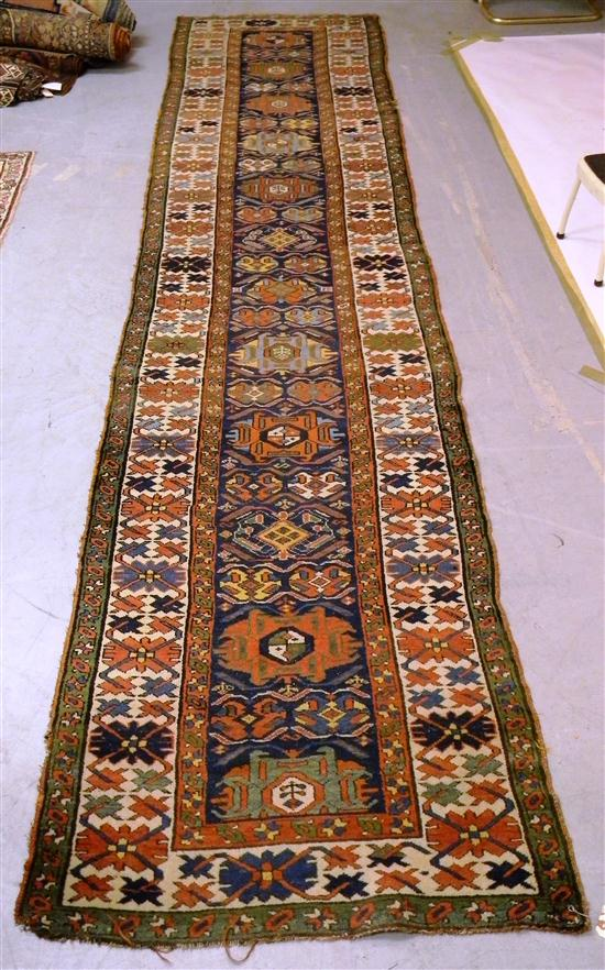 Antique Caucasian Kazak 3 x 14 4 blue field with