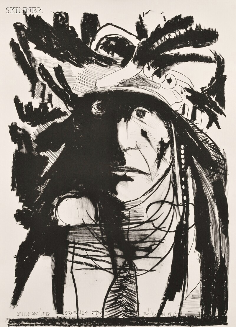 Leonard Baskin American 1922 2000 Three Native American Portraits Chief