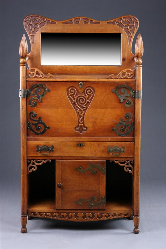 ENGLISH ARTS CRAFTS FALL FRONT DESK 19th century Serpentine shaped