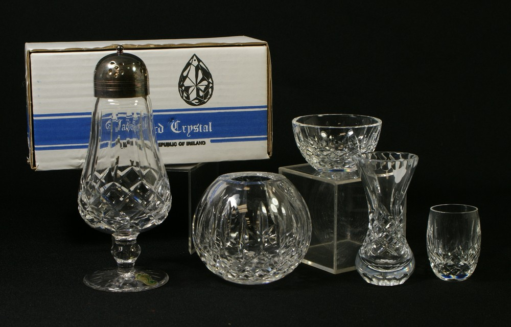 5 Pieces of Waterford Crystal Lismore pattern including sugar shaker