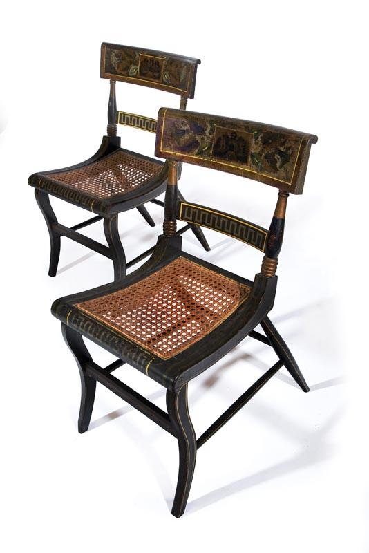 PAIR OF FANCY DECORATED CHAIRS Probably Baltimore Maryland 1815 1830