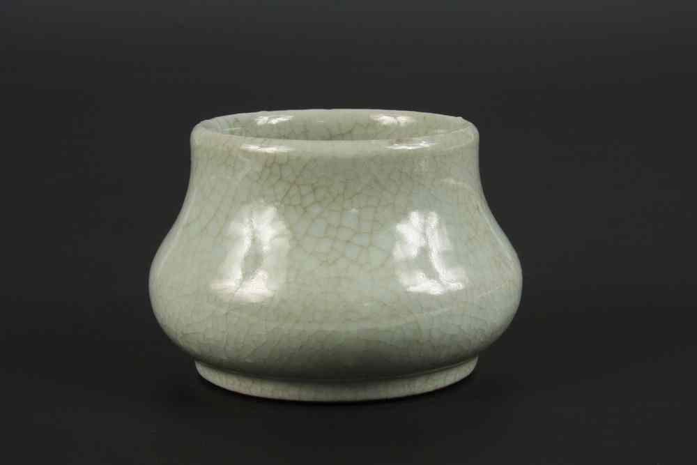 CHINESE WASTE CUP Celadon Waste Cup in squatty ovoid form