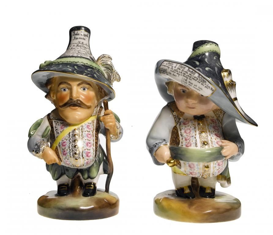 A PAIR OF ROYAL CROWN DERBY FIGURES OF MANSION HOUSE