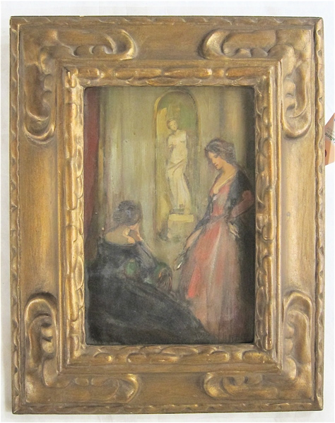 ROBERT HOPE OIL ON BOARD British 1869 1936 Interior genre
