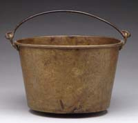 TWO BALE HANDLED BRASS BUCKETS Each with wrought iron handles