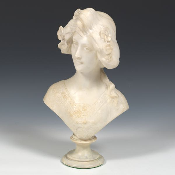 CARVED ALABASTER BUST OF A MUSE BY A CECI 19