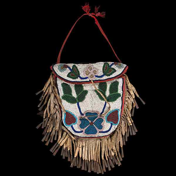 Chippewa Beaded Hide Bag thread sewn on moose hide and