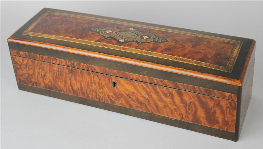 NAPOLEON III MOTHER OF PEARL INLAID BURRWOOD GLOVE BOX third