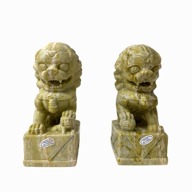 2 20th Century Chinese Hard Stone Foo Dogs 2 Pair