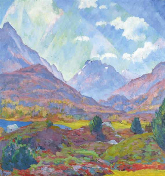 GIACOMETTI GIOVANNI Stampa 1868 1933 Glion Monte Forno 1921 Oil