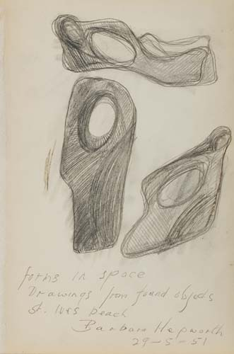 BARBARA HEPWORTH Forms in Space Pencil on cream wove paper