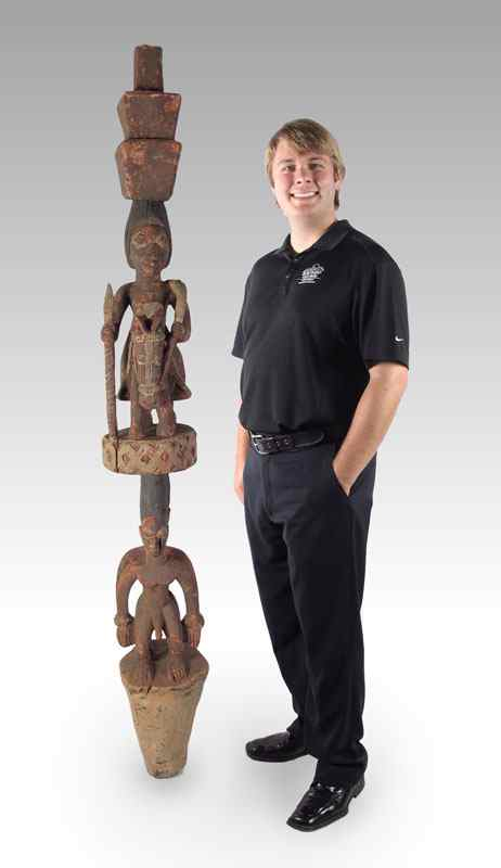 CARVED AFRICAN YORUBA HOUSE POST NIGERIA 32 LBS 15 x