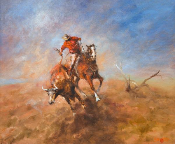 HUGH SAWREY 1923 1999 The Throw Channel Country QLD oil