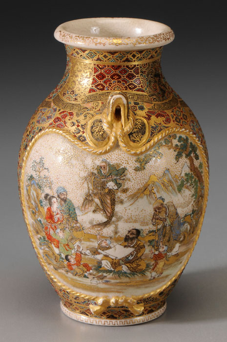 Satsuma Meizan Vase Japanese late 19th early 20th century earthenware