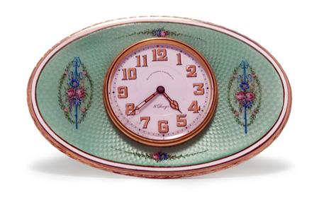 Silver Gilt Guilloche Enameled Travel Clock Estimate 1 000 1