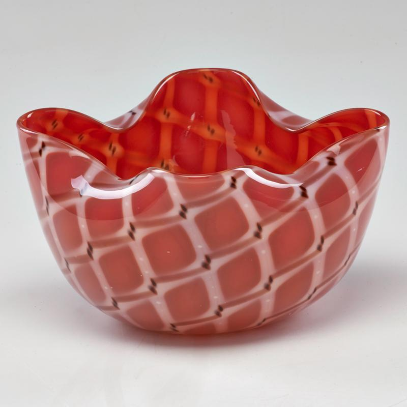 ARCHIMEDE SEGUSO 1909 1999 Losanghe red glass bowl Murano 1950s