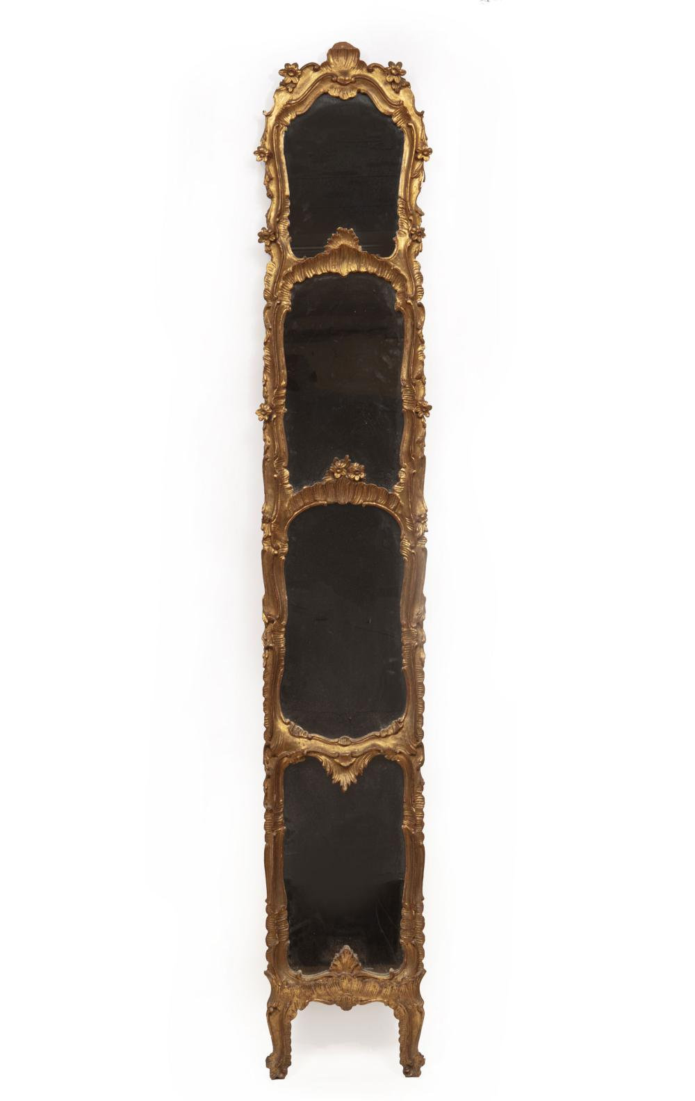 Louis XV Style Giltwood Hall Mirror rocaille and floral surround