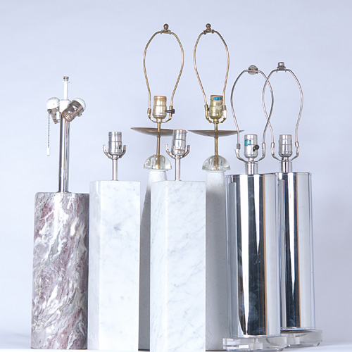 ROBERT SONNEMAN Etc Seven table lamps one pair in marble