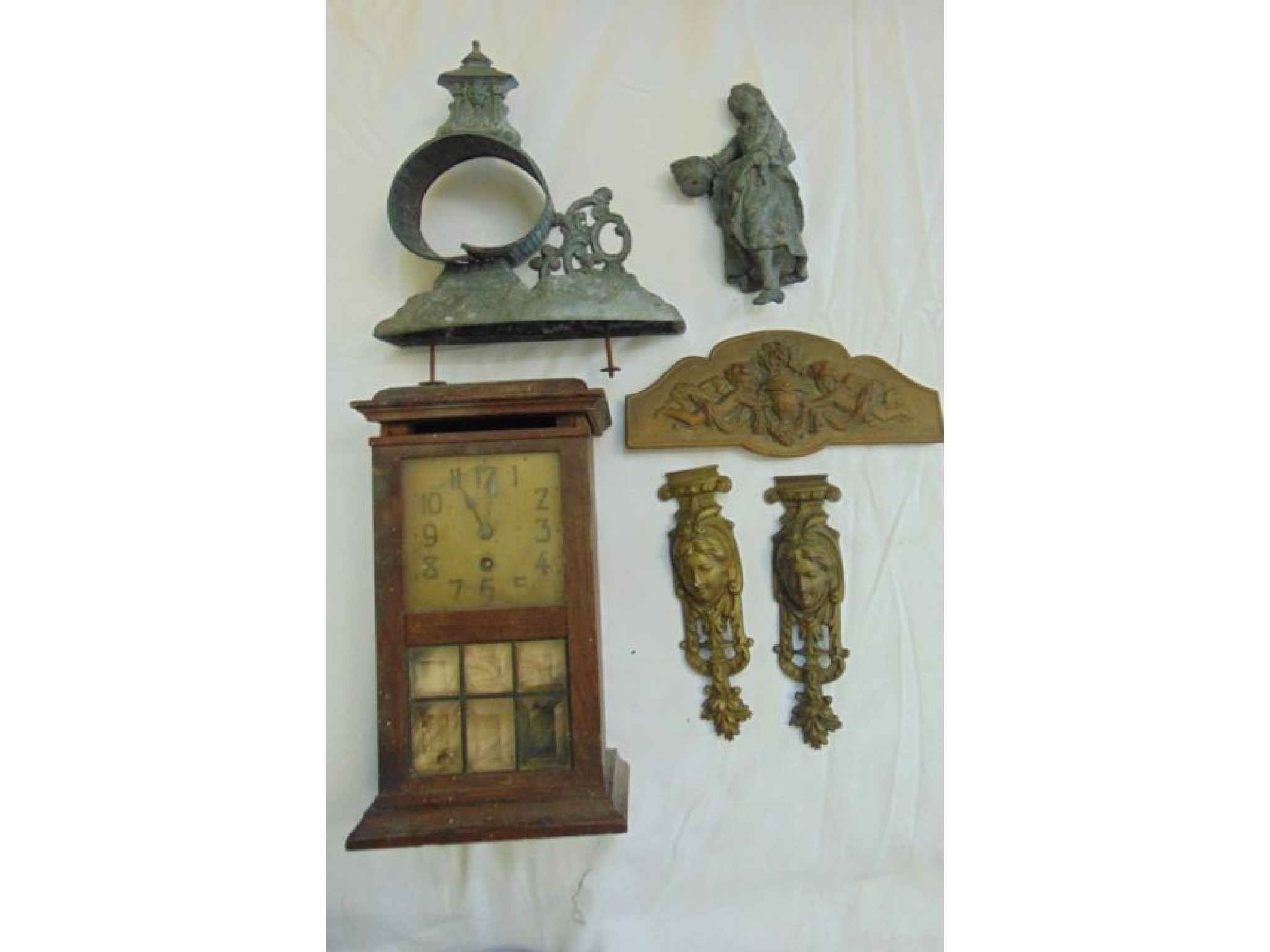 A quantity of ormolu clock mounts further spelter mounts brass