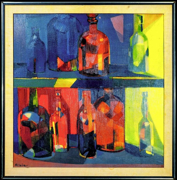 Les Acides By Camille Hilaire On Canvas Multi Color Bottles