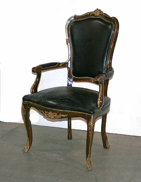 A Louis XV gilt metal mounted fauteuil 20th century height