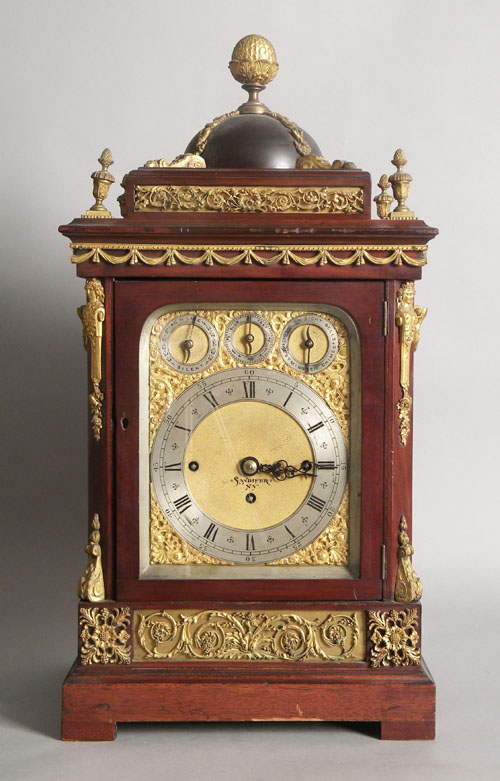 Massive musical bracket clock with a three train nine bell