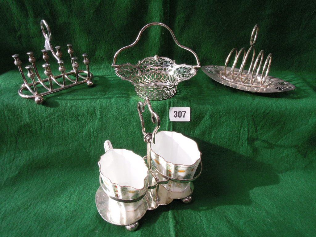 A novelty toast rack together with a pierced basket a
