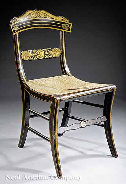 An American Classical Rosewood Faux Bois and Gilt Fancy Chair