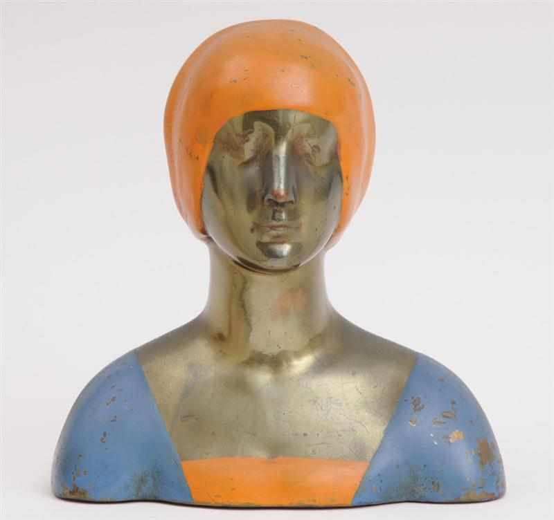 ART DECO PAINTED BRASS BUST OF A WOMAN Provenance Property