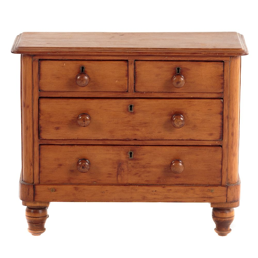 American Poplar Miniature Chest of Drawers 19th century rectangular top