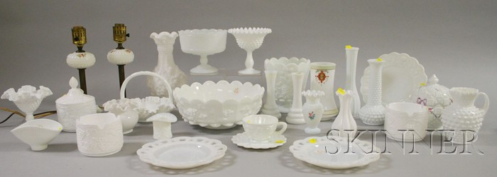 Twenty nine Milk Glass Table Items