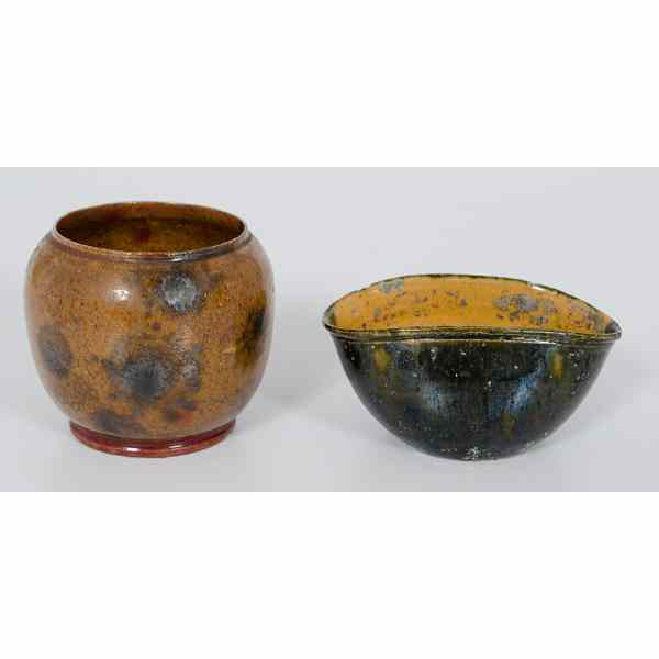 George Ohr Cups Pair of glazed cups by the Mad