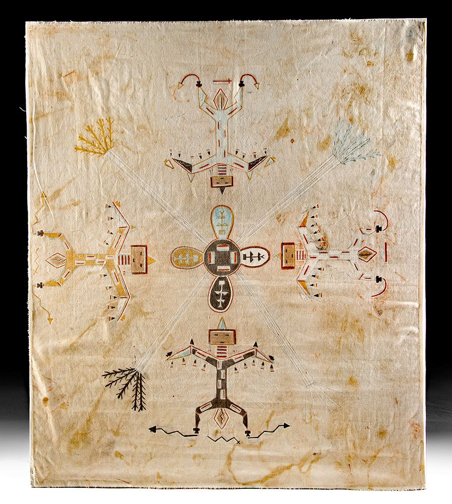 Vintage Navajo Muslin Cloth Print 4 Thunderbirds Native American Southwest