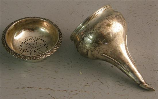 George III silver wine funnel with a floral and oak