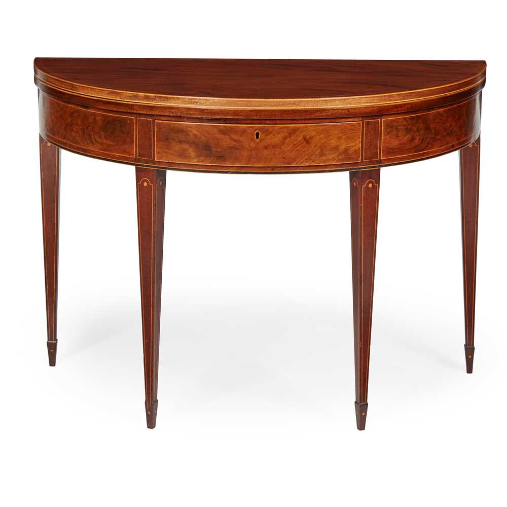 SCOTTISH GEORGE III MAHOGANY DEMILUNE TEA TABLE LATE 18TH EARLY