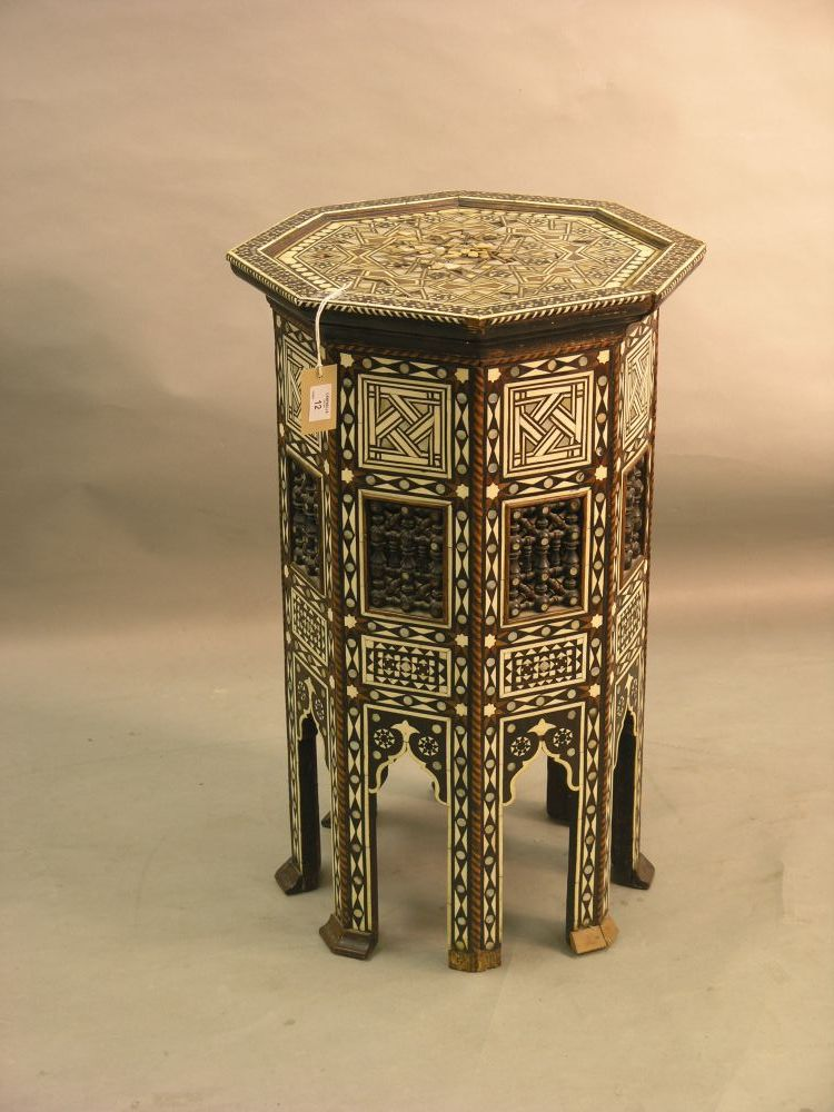 A late 19th century Moorish occasional table inlaid in bone