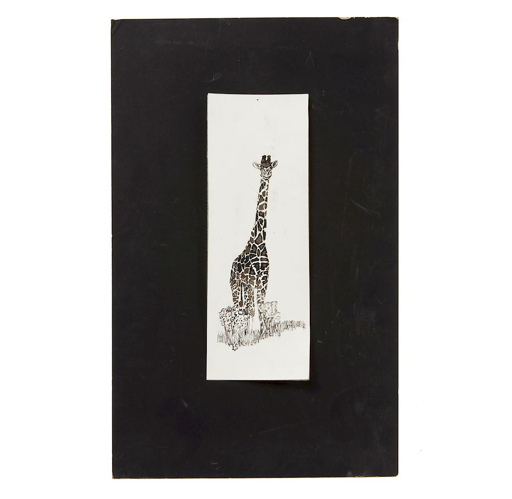 Two Ink Drawings Two ink drawings of animals One portrait