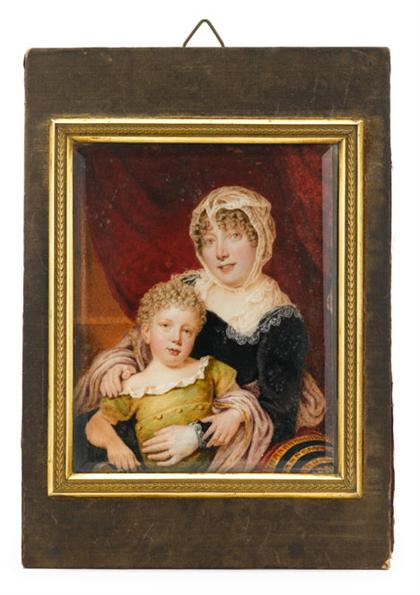 Scottish double portrait miniature early 19th century Watercolor on ivory