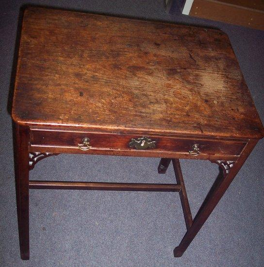A George III mahogany side table fitted a single drawer