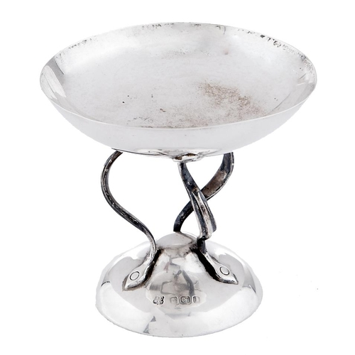 A George V art nouveau silver sweetmeat stand on three