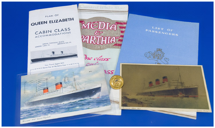 Vintage Brochures and Postcards of Cunard White Star Line Memorabilia