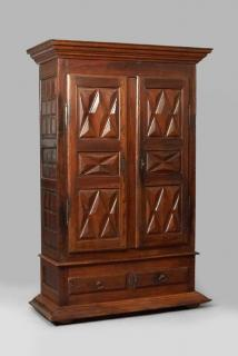 Louis XIII Style Carved Mahogany Armoire 19th c the stepped