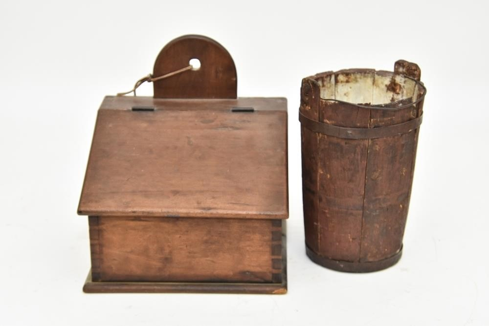 Cherry hanging storage box early 19th c together with a