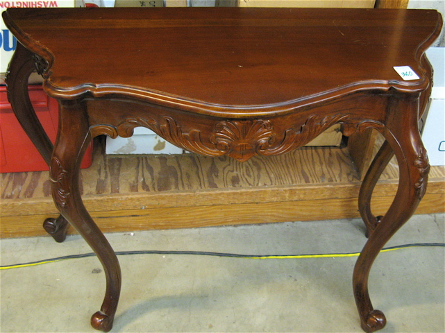 TWO MAHOGANY TABLES Victorian style console table and rectangular Federal