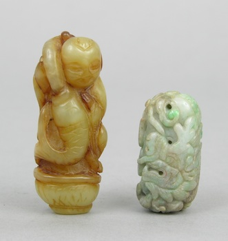 Two Carved Ojime Two hand carved Ojime the first an