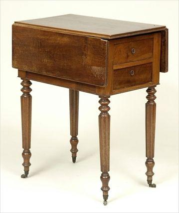 Louis Philippe Mahogany Drop Leaf Table de Chevet 28 1