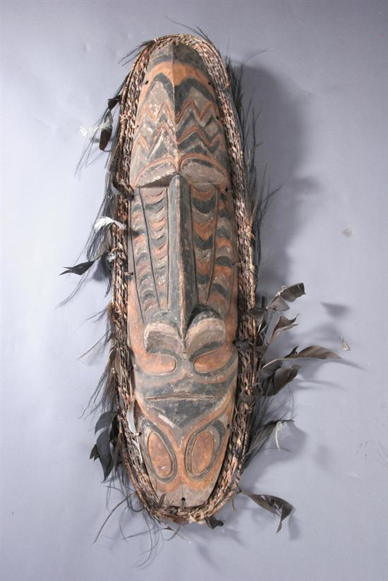 NEW GUINEA GABLE POLYCHROME WOOD MASK Circa 1930 Middle Sepik