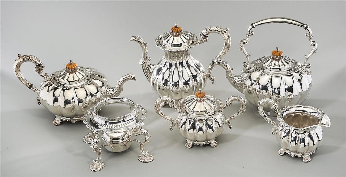 English silver plated five piece tea and coffee service each